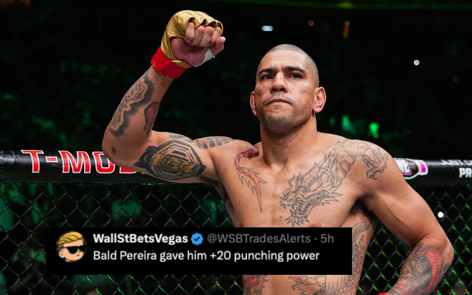 Fans on Alex Pereira going bald ahead of UFC 320 fight. [Image courtesy: Getty Images]