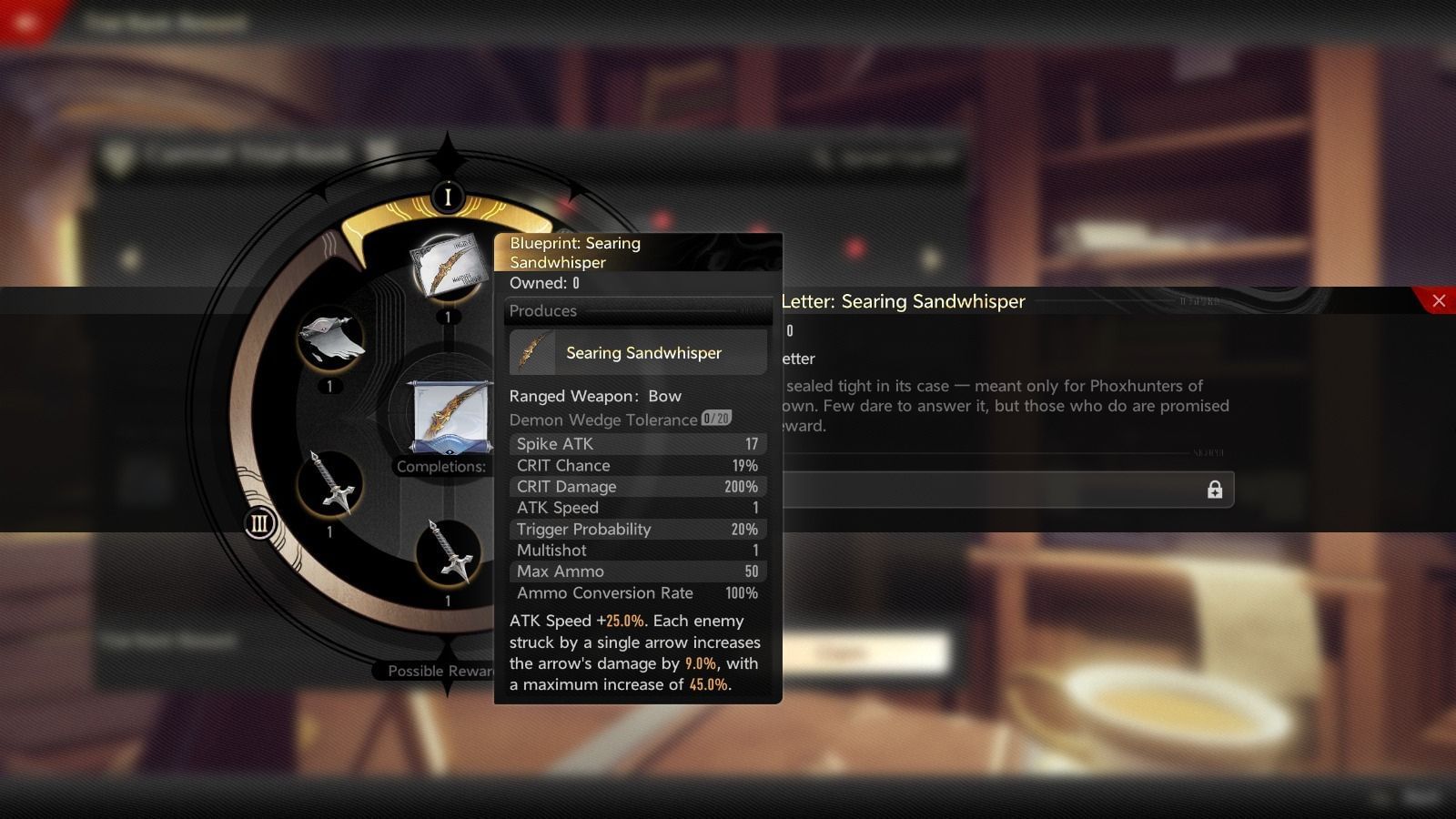 You can obtain weapon blueprints by collecting Secret Letters and using them to complete Covert Commissions (Image via Pan Studio)