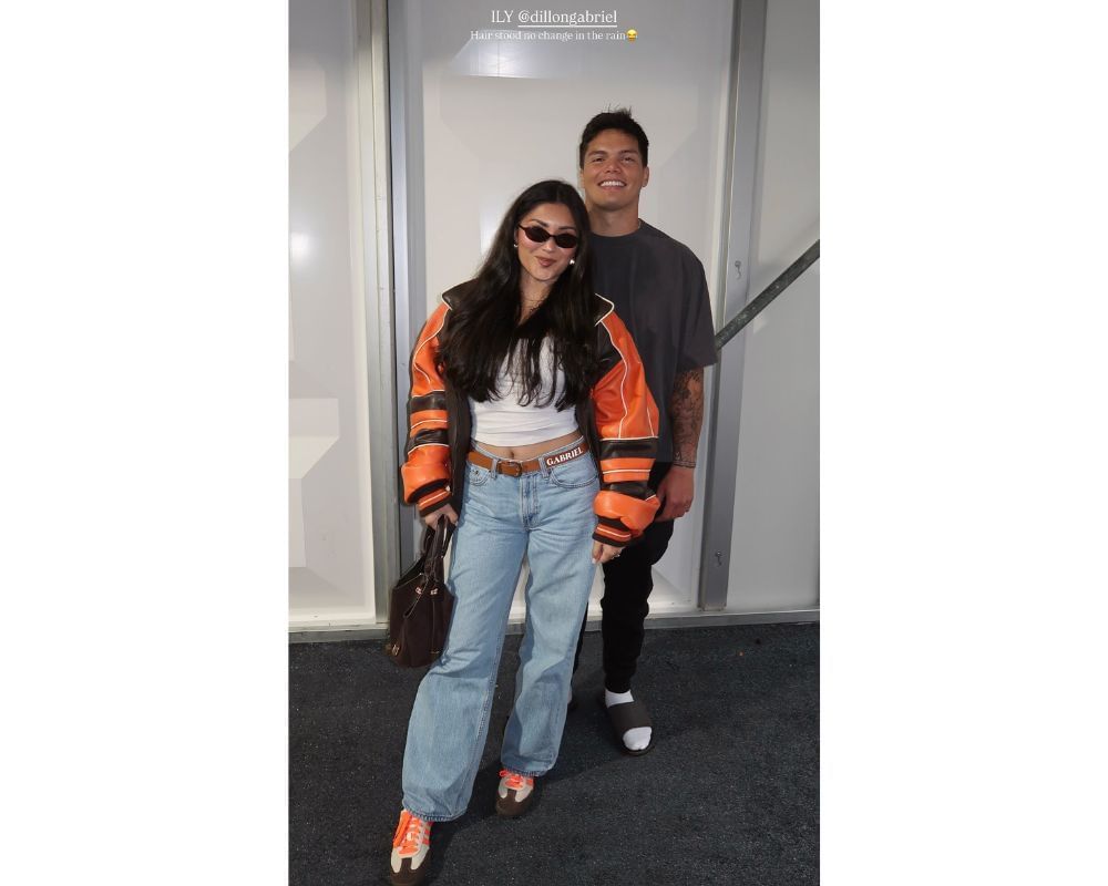 Dillon Gabriel&#039;s fianc&eacute;e Zo Caswell boasts about her hair surviving rainstorm weather during Browns vs. Dolphins Week 7 game [IG/@zo.caswell]