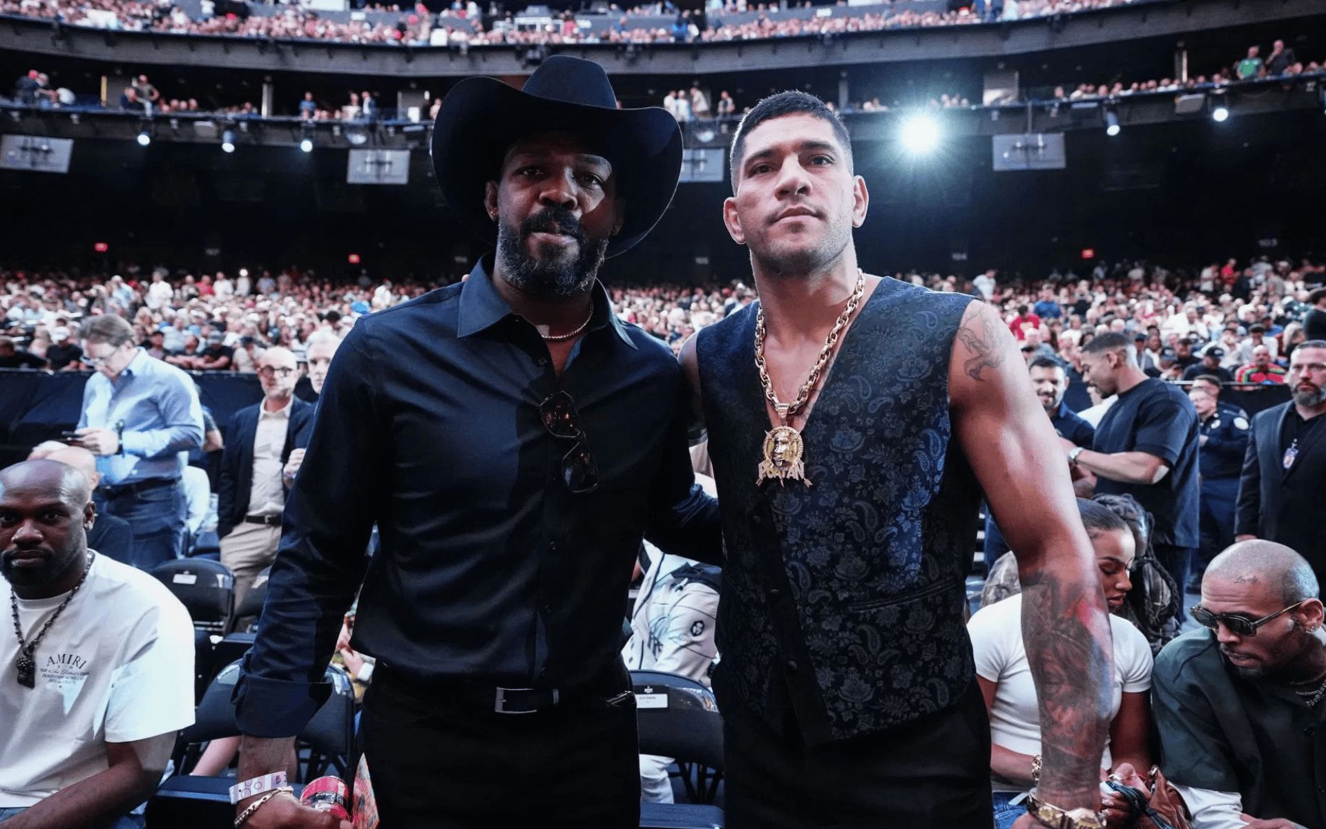 Jon Jones (left) and Alex Pereira (right) at UFC 306. [Image courtesy: Getty]