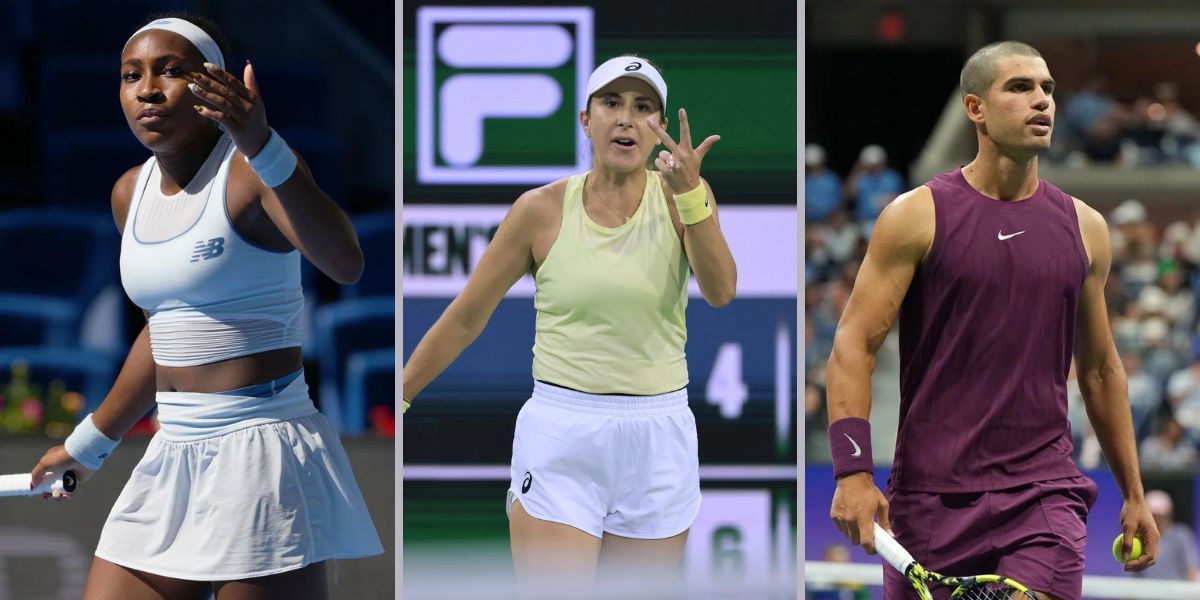 From L-R: Coco Gauff, Belinda Bencic and Carlos Alcaraz. (Photos: Getty)