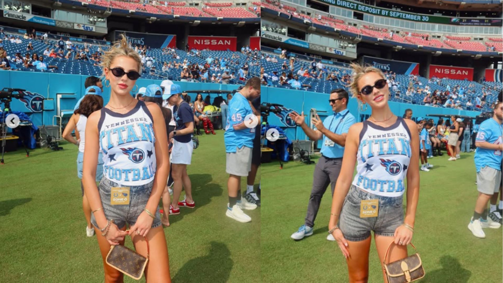 Erin Schassler showed off her Louis Vuitton handbag. (Photos via Erin Schassler&#039;s Instagram)