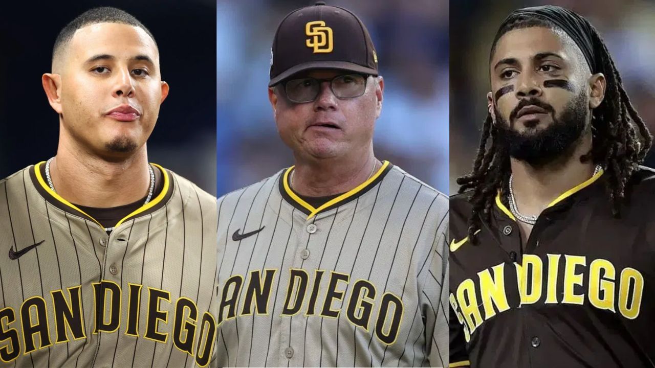 (Left to Right) Manny Machado, Mike Schildt, Fernando Tatis Jr. (Images from - Getty)