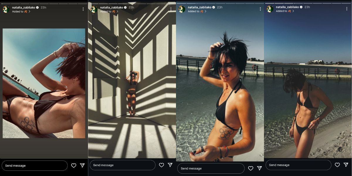 Zabiiako sporting an all-black bikini (Source: Instagram/natalia_zabiiako)