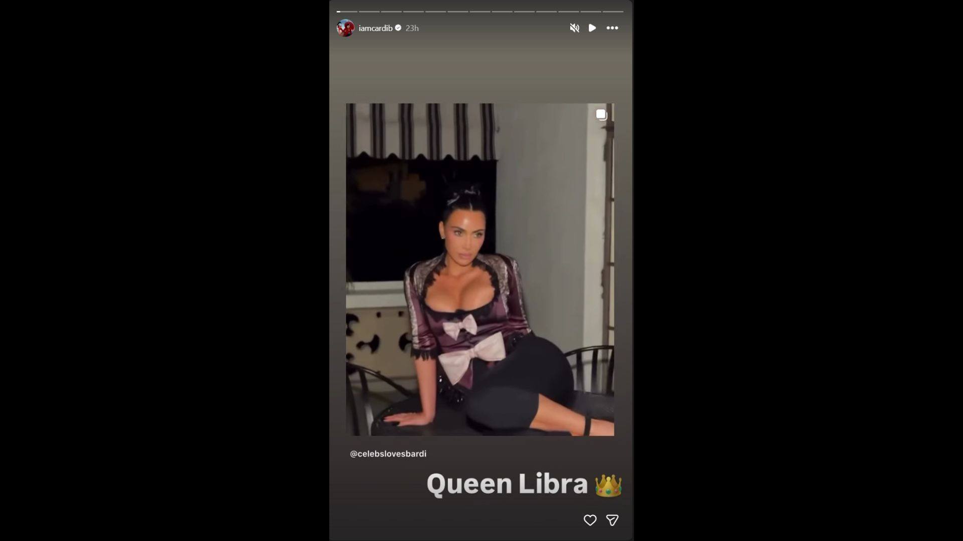 Cardi B's response to Kim Kardashian using her song. (Photo via Cardi B's Instagram Story)