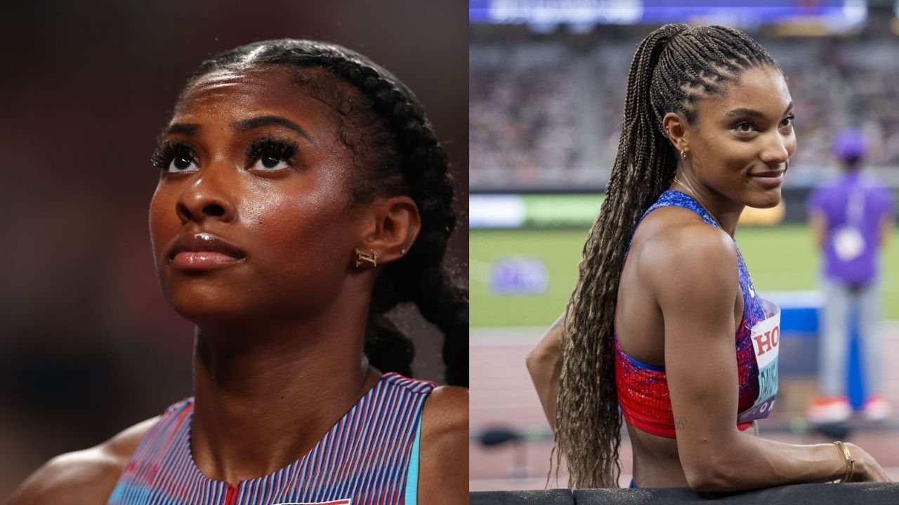 Masai Russell and Tara Davis Woodhall 