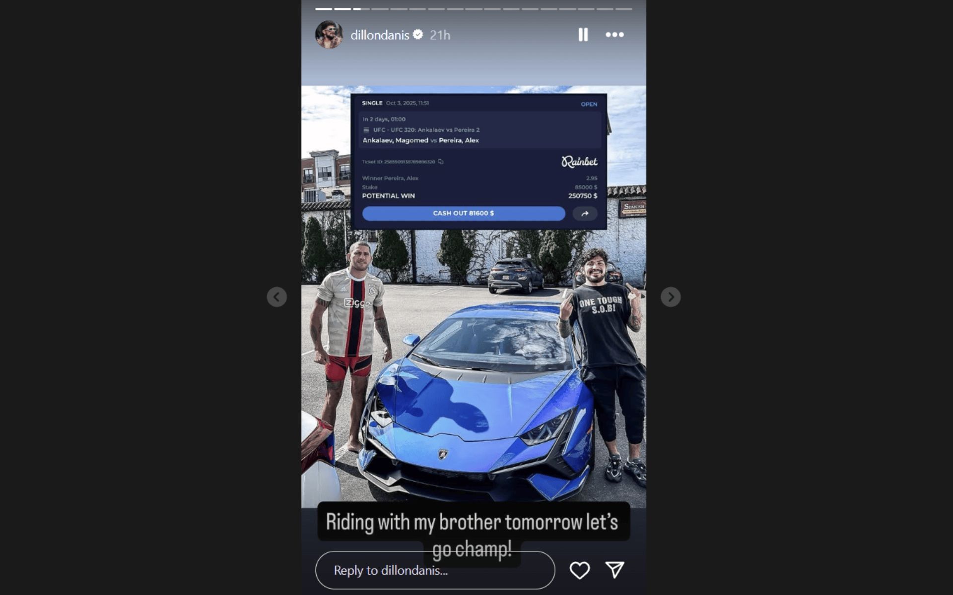 Dillon Danis&#039; IG Story. [Screenshot courtesy: @dillondanis on Instagram]
