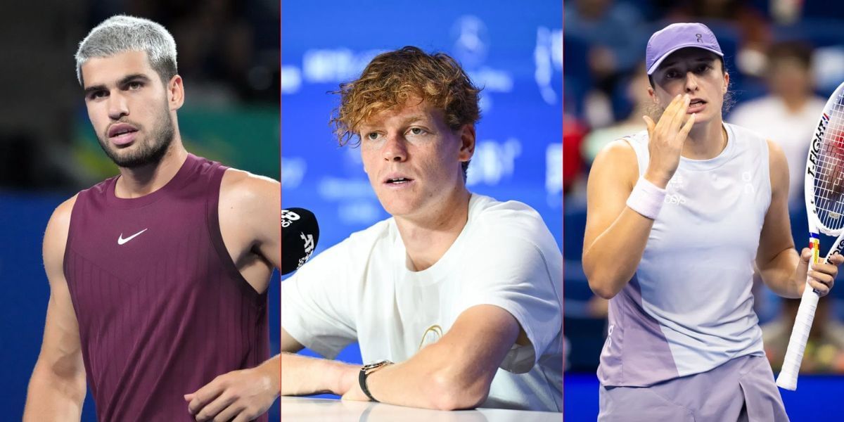 Jannik Sinner, Carlos Alcaraz, and Iga Swiatek. (Images by Getty)