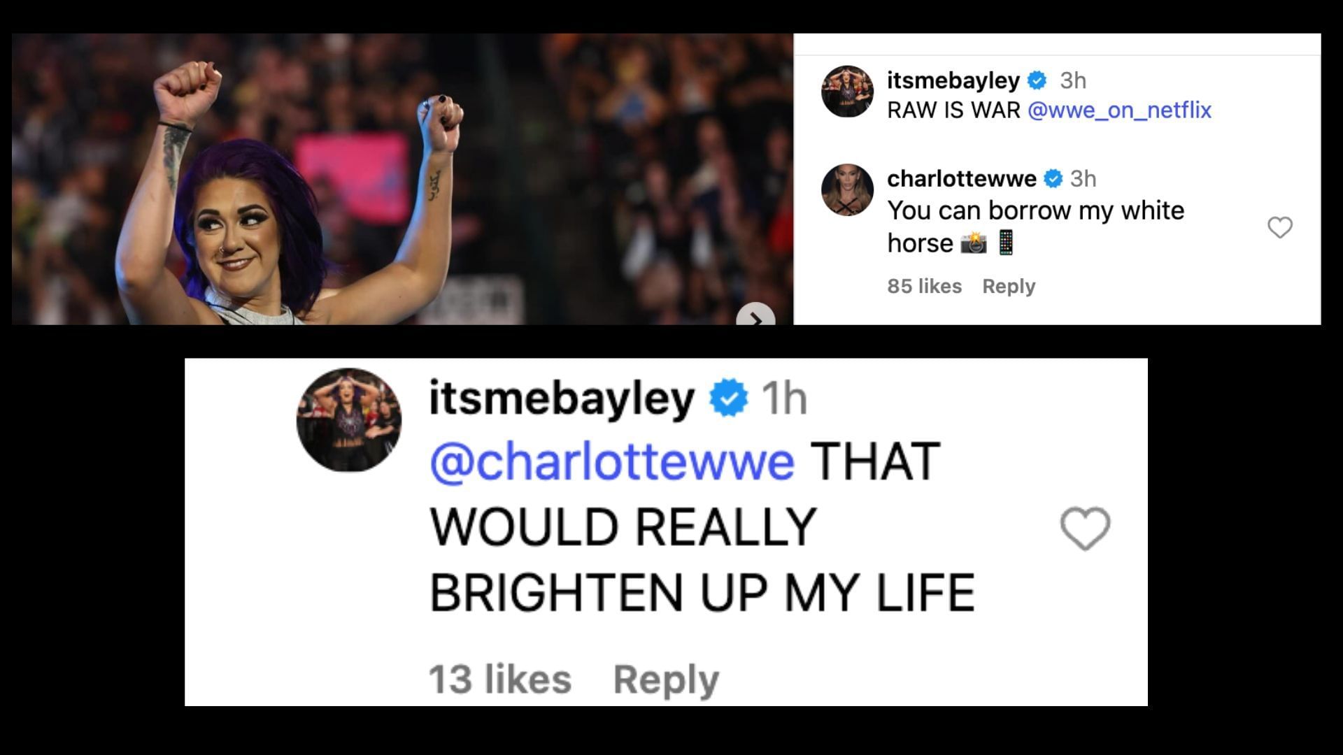 Flair responded to the veteran&#039;s post. [Image credit: Bayley on Instagram]