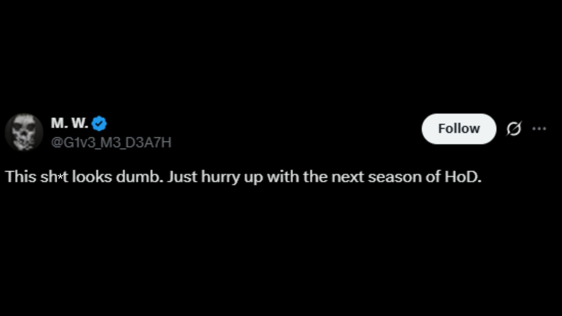 A screenshot of the comment on X (Image via X/@G1v3_M3_D3A7H)
