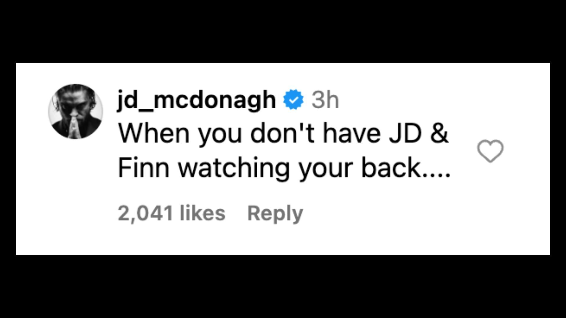 McDonagh reacts to Mysterio being attacked on social media. [Image credit: WWE on Instagram]