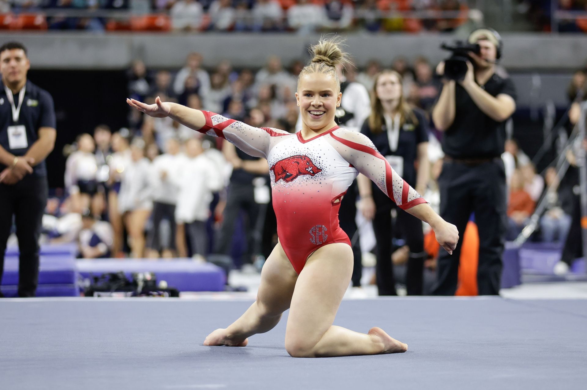 Joscelyn Roberson representing the Arkansas Razorbacks [Image Source : Getty] 