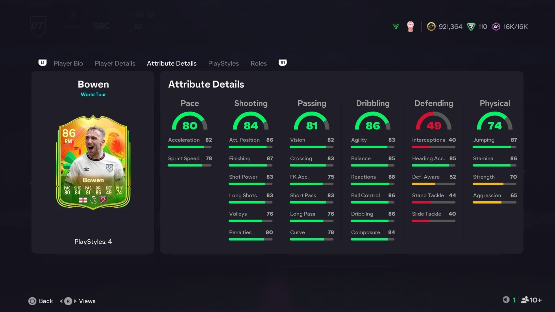The stats (Image via EA Sports)