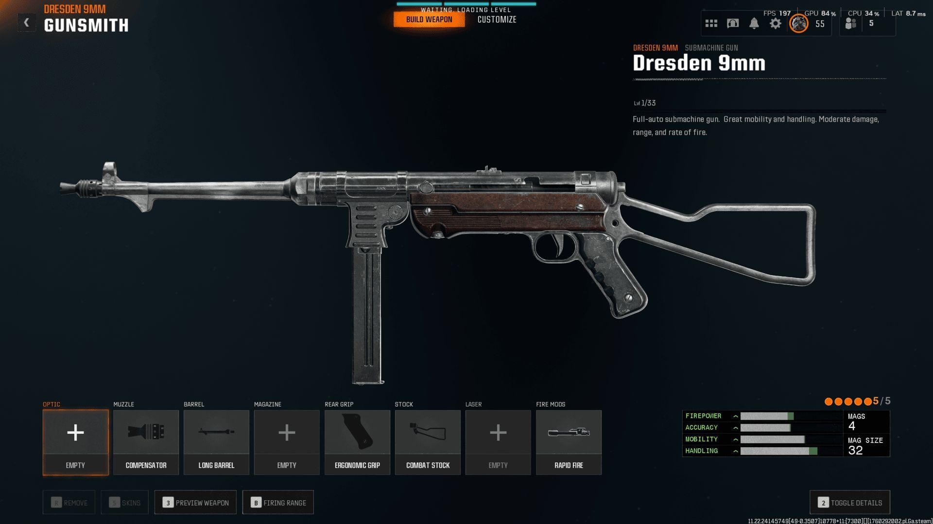 Dresden 9mm loadout in Black Ops 6 (Image via Activision)