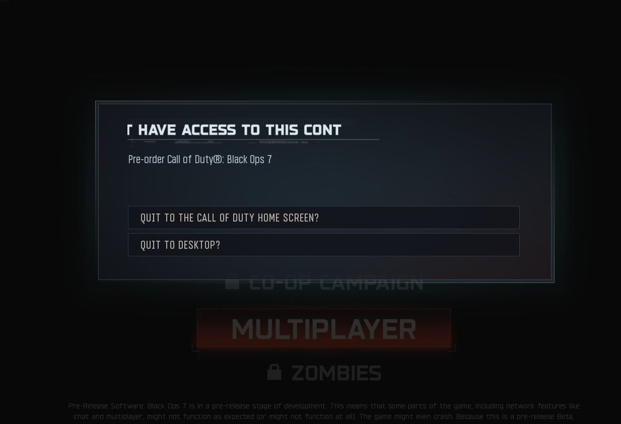 Black Ops 7 You do not have access to this version error potential fixes (Image via Activision)