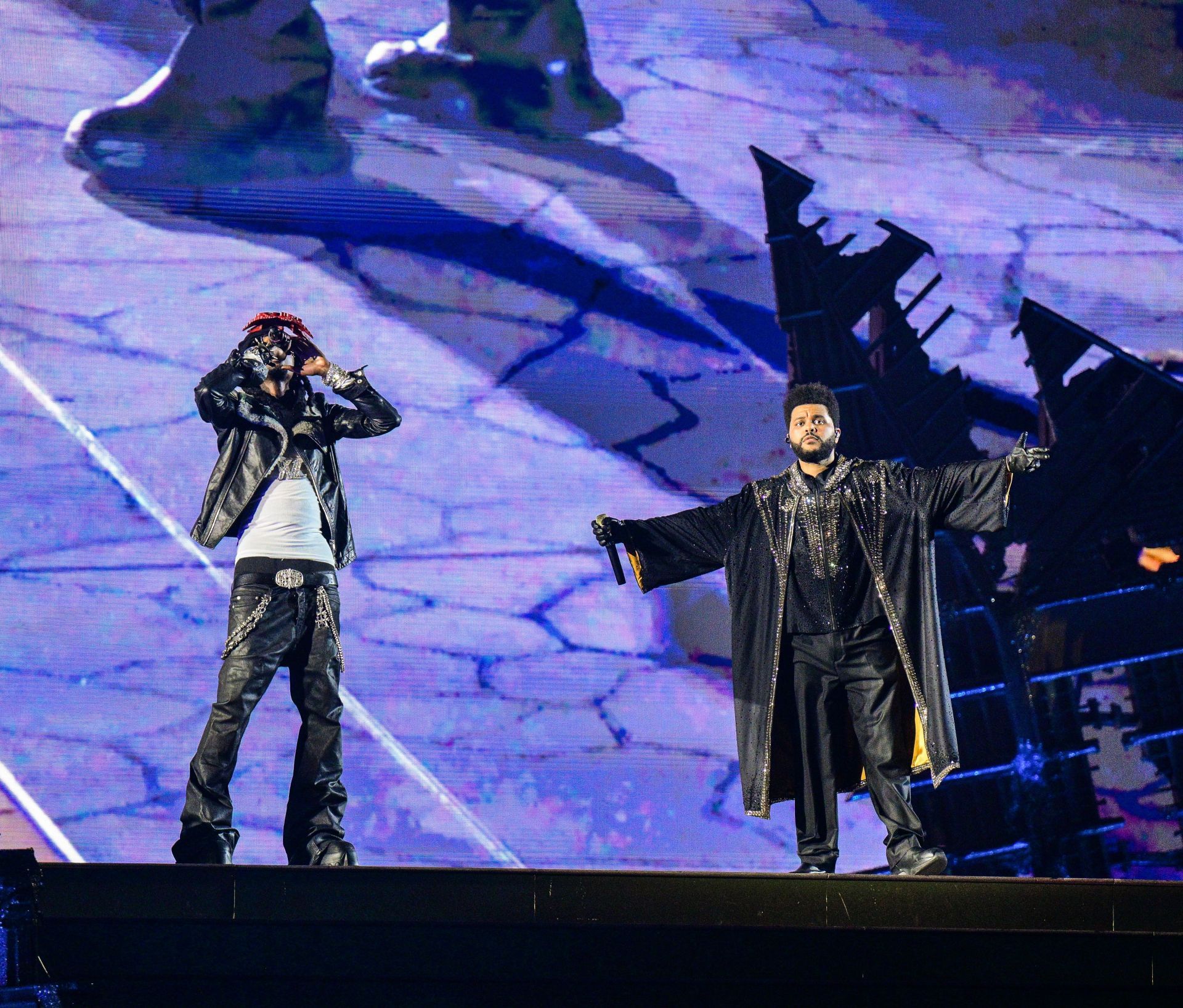  Playboi Carti and The Weeknd perform during The Weeknd: After Hours Til Dawn Tour at Mercedes-Benz Stadium on August 21, 2025 in Atlanta, Georgia. (Photo by Prince Williams/WireImage)