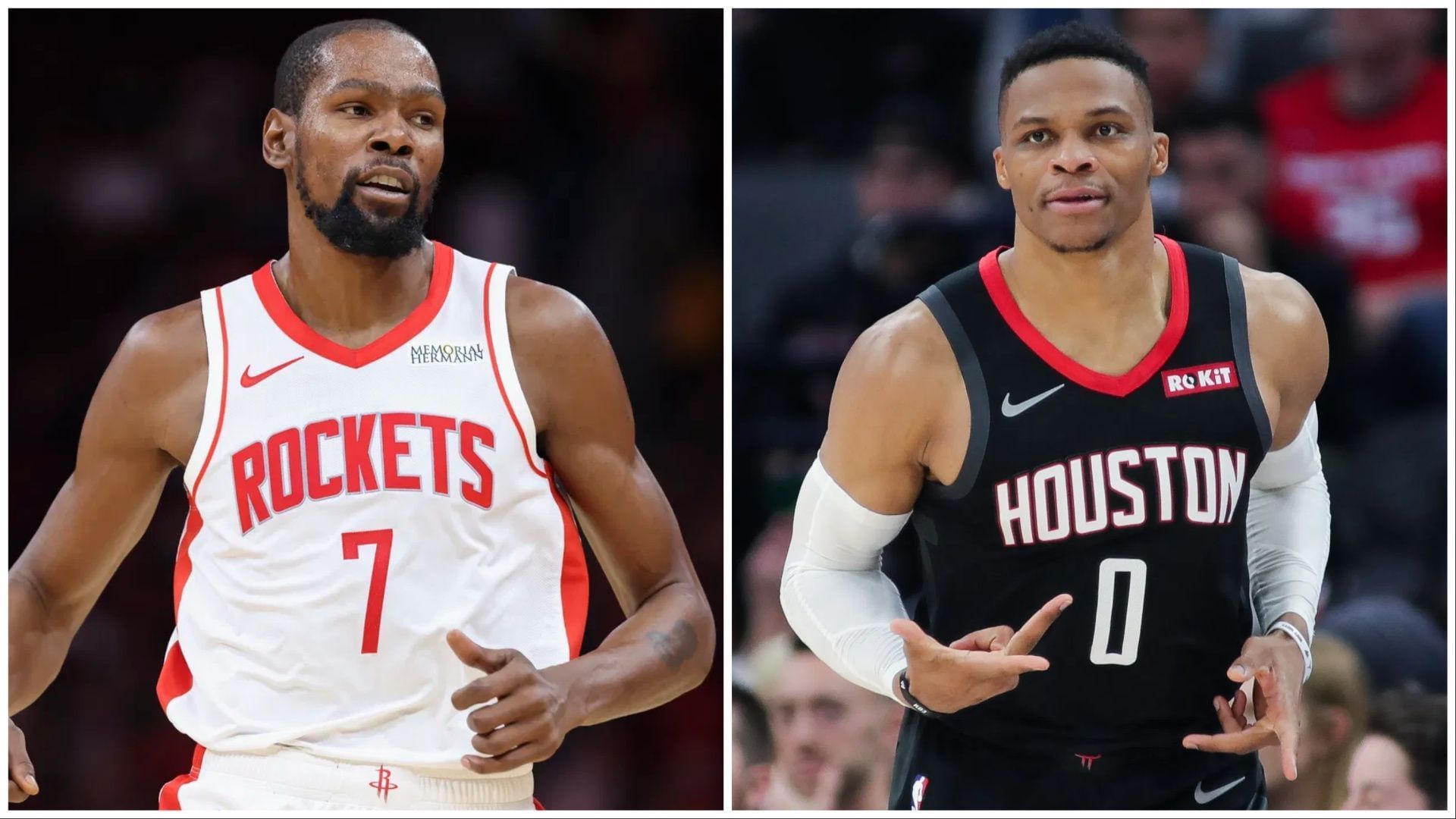 Kevin Durant makes feelings clear on Russell Westbrook reunion on Rockets. (Photos: IMAGN)