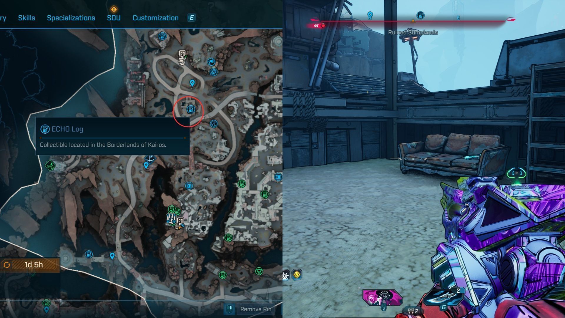 Ruined Sumplands ECHO Log #17 location in Borderlands 4 (Image via 2K)