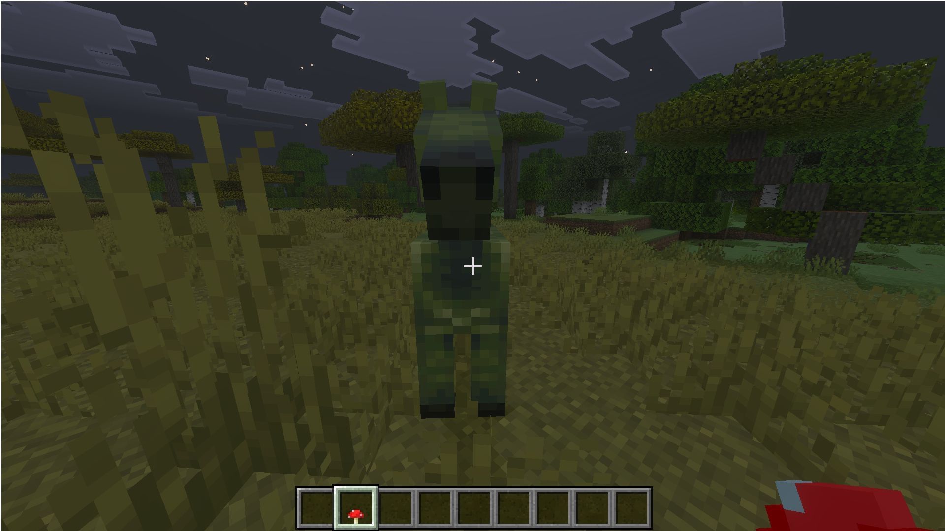 You can tame the Minecraft zombie horse using red mushrooms (Image via Sportskeeda Gaming || Mojang Studios)