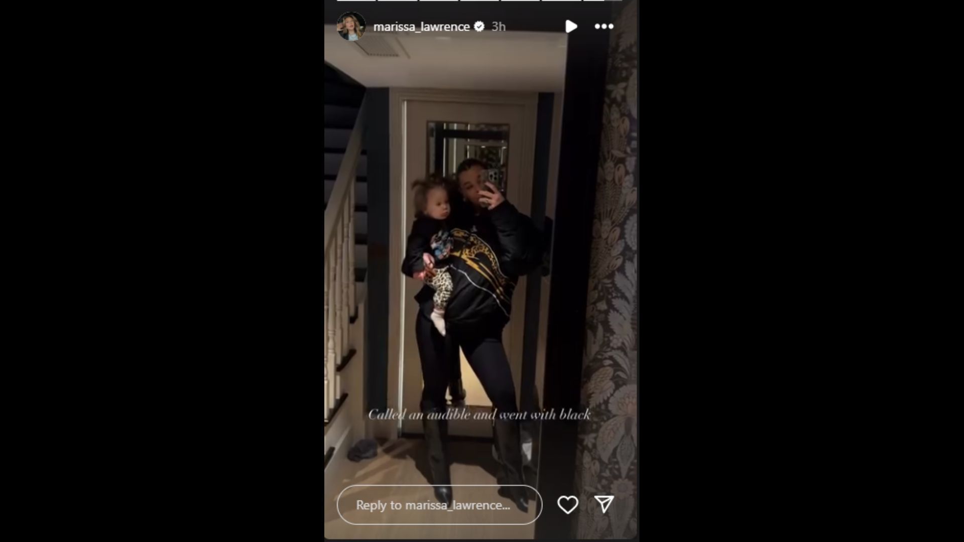 Trevor Lawrence&#039;s wife, Marissa and daughter Shae, showed off their gameday outfits. (Photo via Marissa Lawrence&#039;s Instagram Story)