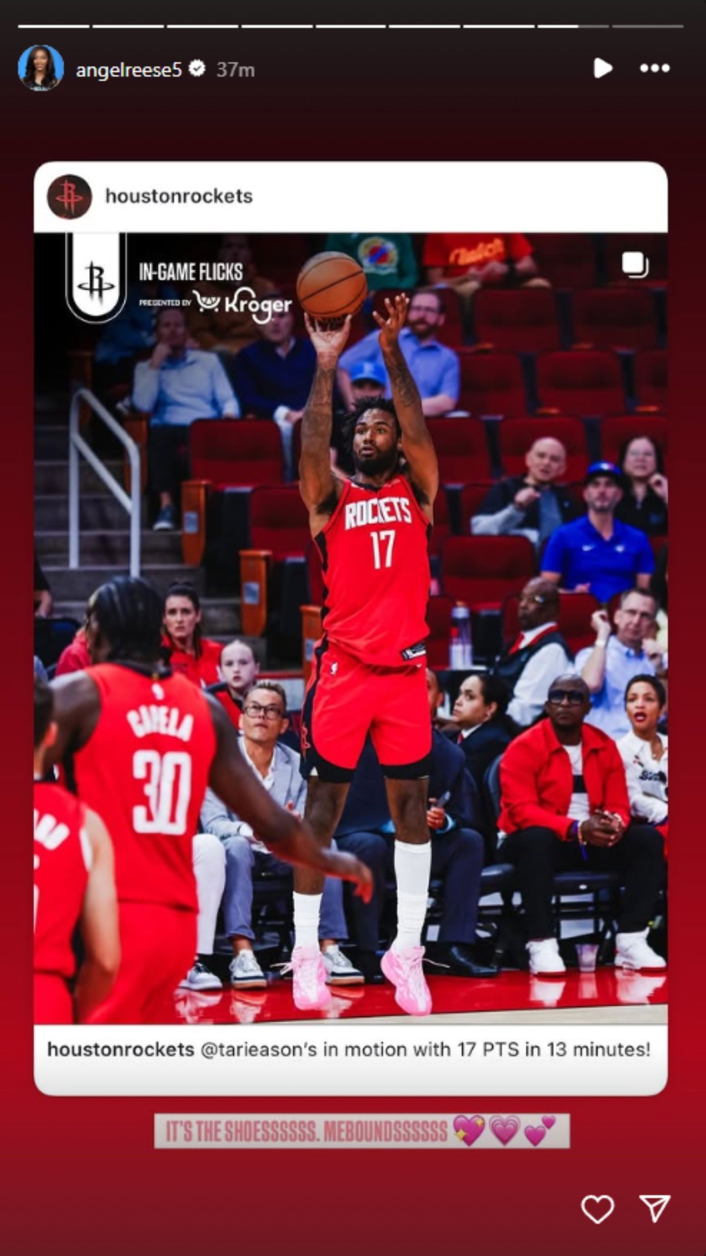 Angel Reese shared this on her IG stories. (Photo: @angelreese5 on IG)