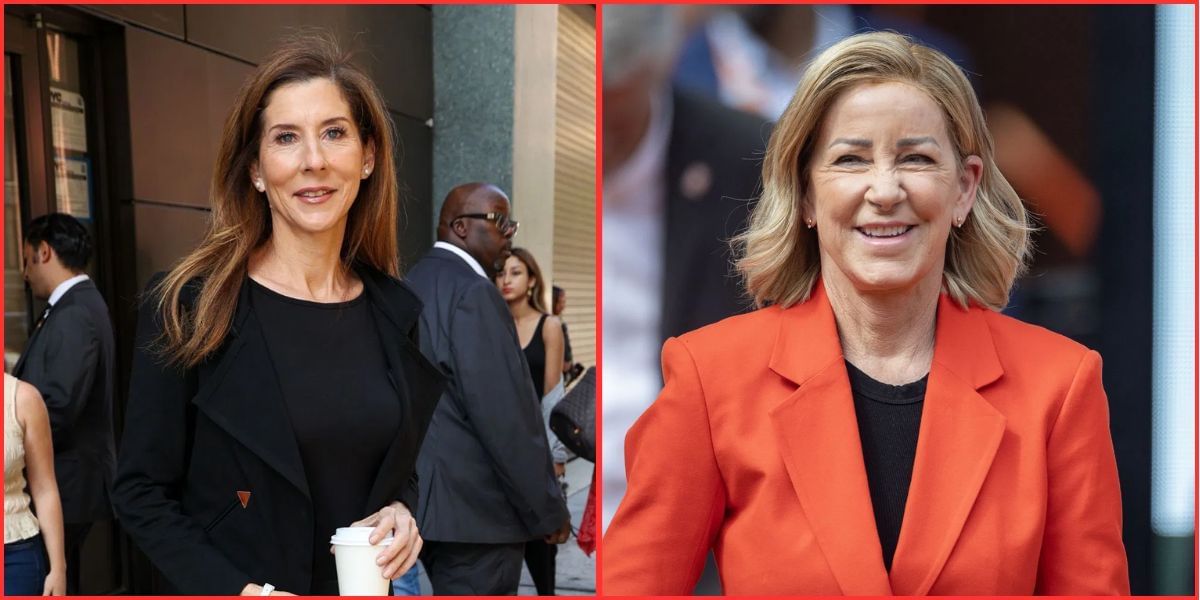 Monica Seles (L) and Chris Evert