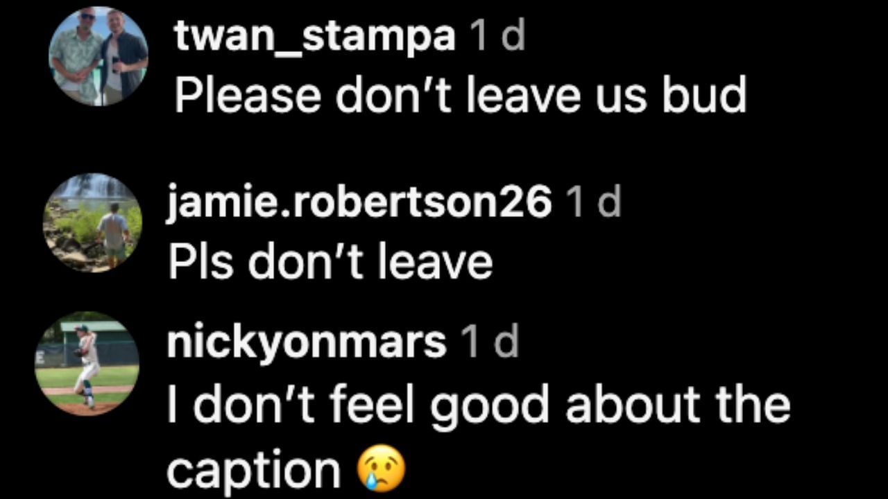 Screenshots of fans&#039; comments on Instagram (Images from - Instagram.com/@tarikskubal)