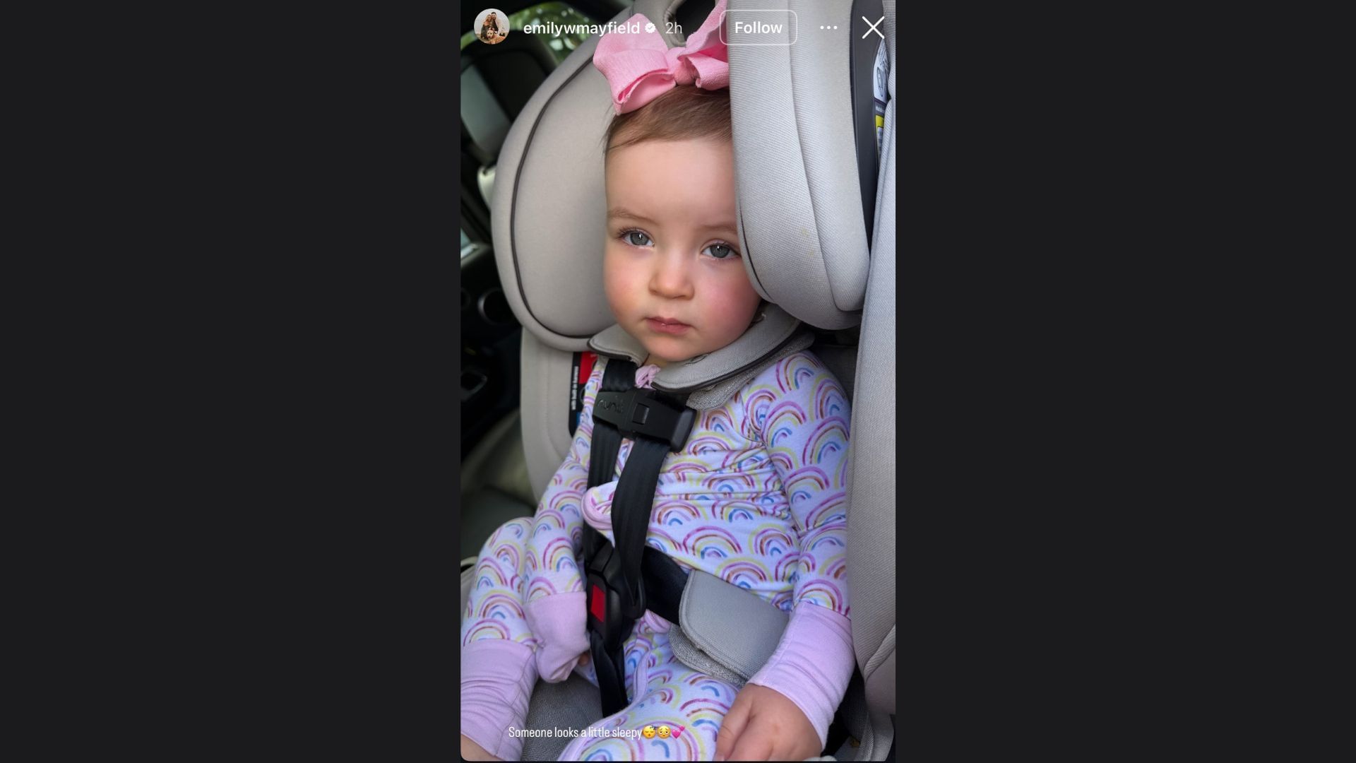 Emily Mayfield shared a glimpse of daughter Kova. (Photo via Emily Mayfield&#039;s Instagram Story)