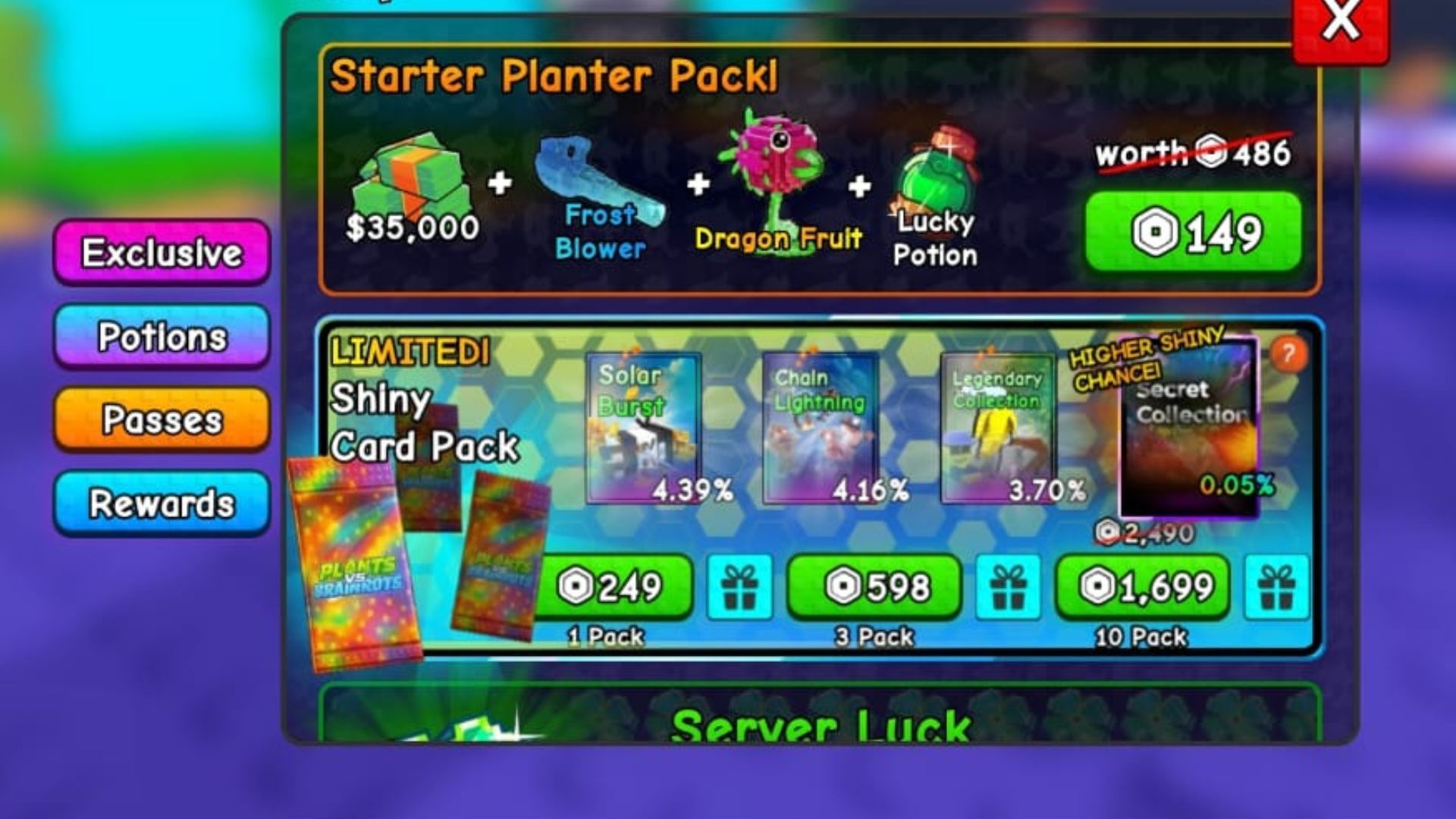 The Shiny Card Pack (Image via Roblox)