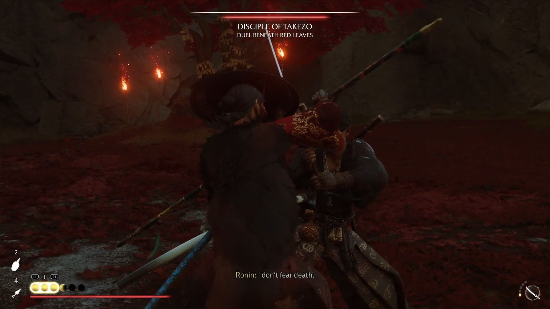 Like the previous disciple, we used Yari and Katana to fight him (Image via Sportskeeda Gaming || Sucker Punch)