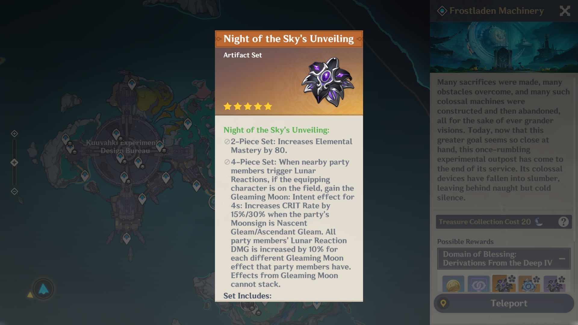 Night of the Sky&#039;s Unveiling artifact set (Image via HoYoverse)
