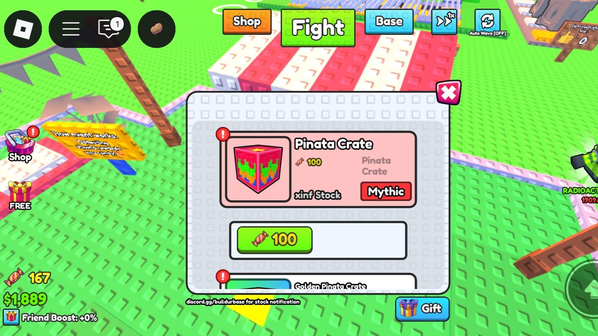 Buying Pinata crates from Shop (Image via Roblox)
