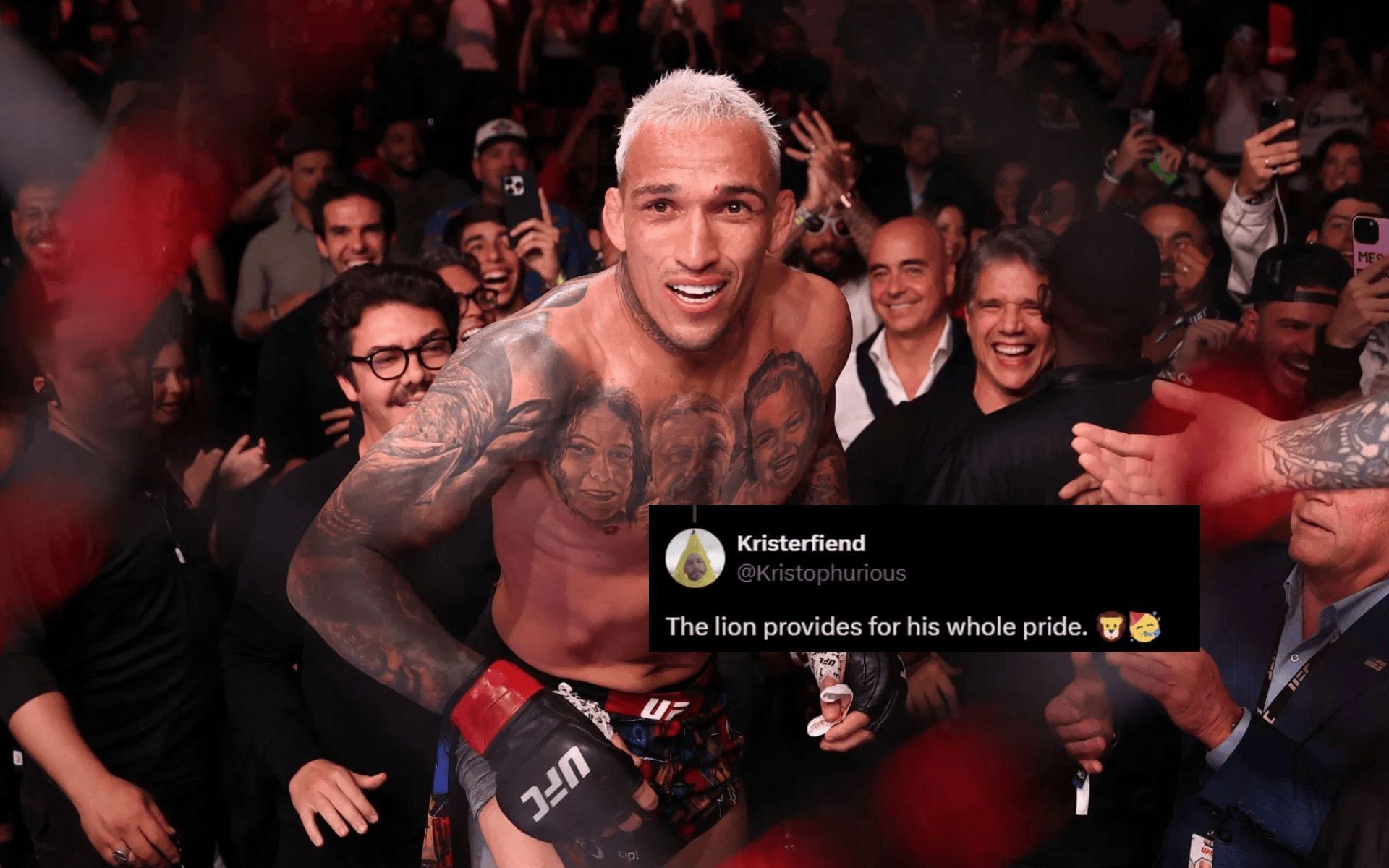 "The lion provides for his whole pride" - Fans react to Charles Oliveira distributing free toys and food at his massive UFC Rio victory party