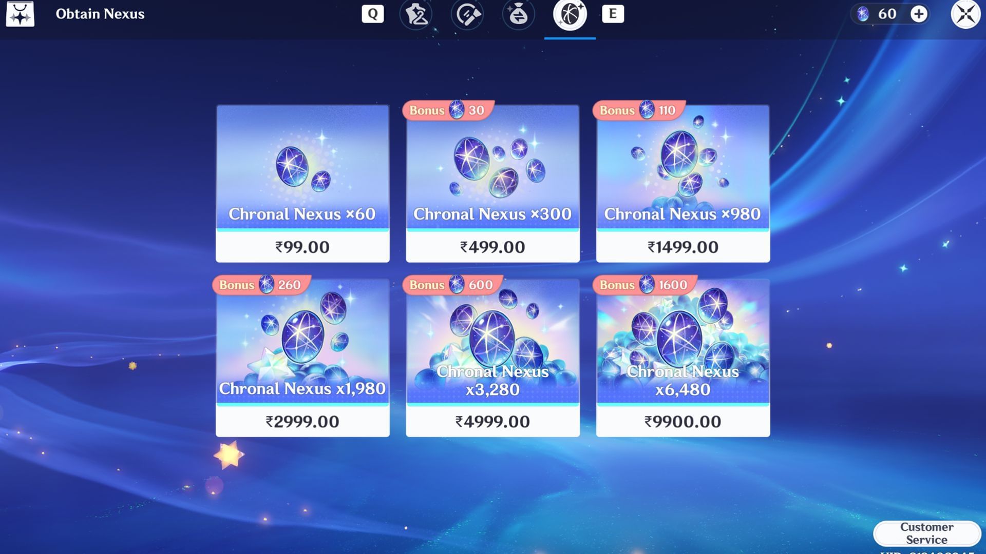 All available Chronal Nexus packs (Image via Sportskeeda Gaming/HoYoverse)