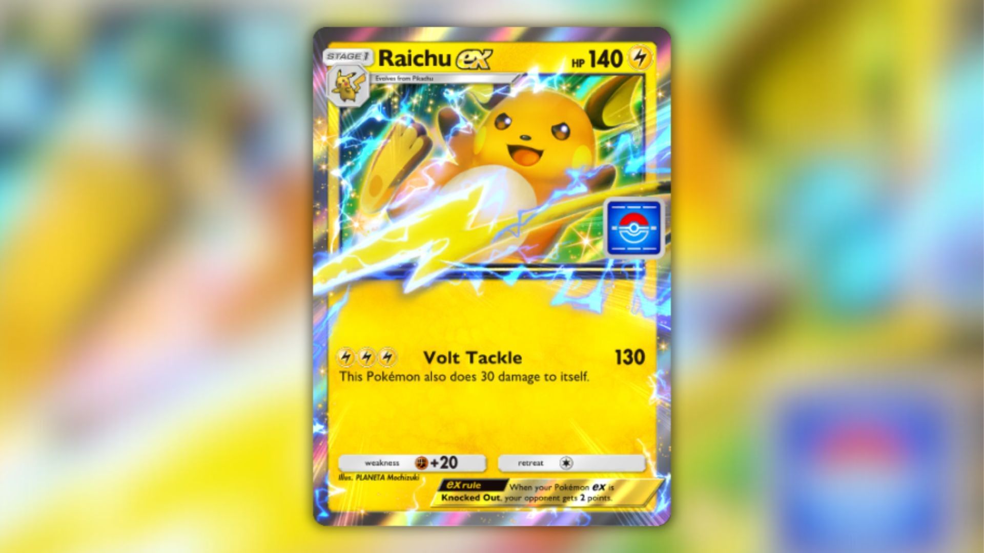 Raichu ex&#039;s promo card as seen in the game (Image via The Pokemon Company)