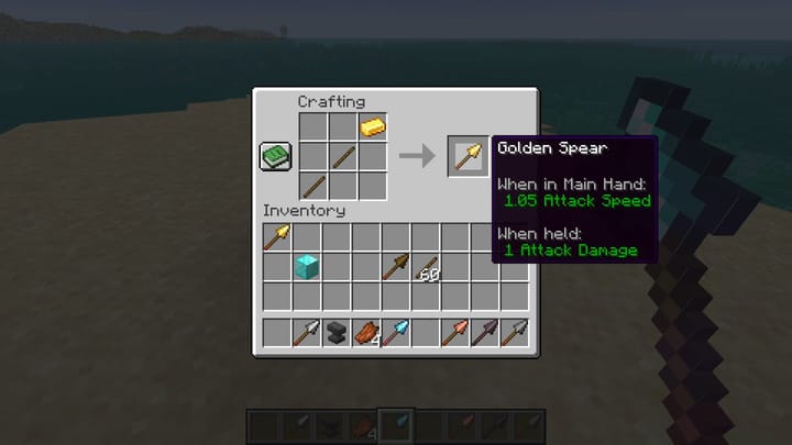 Minecraft spear guide: Crafting recipe, uses, and more