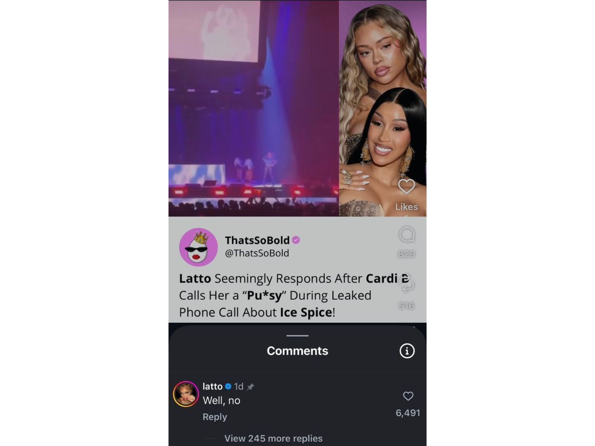 Latto&#039;s reply on a post (Image Source: Instagram/@thatssobold)