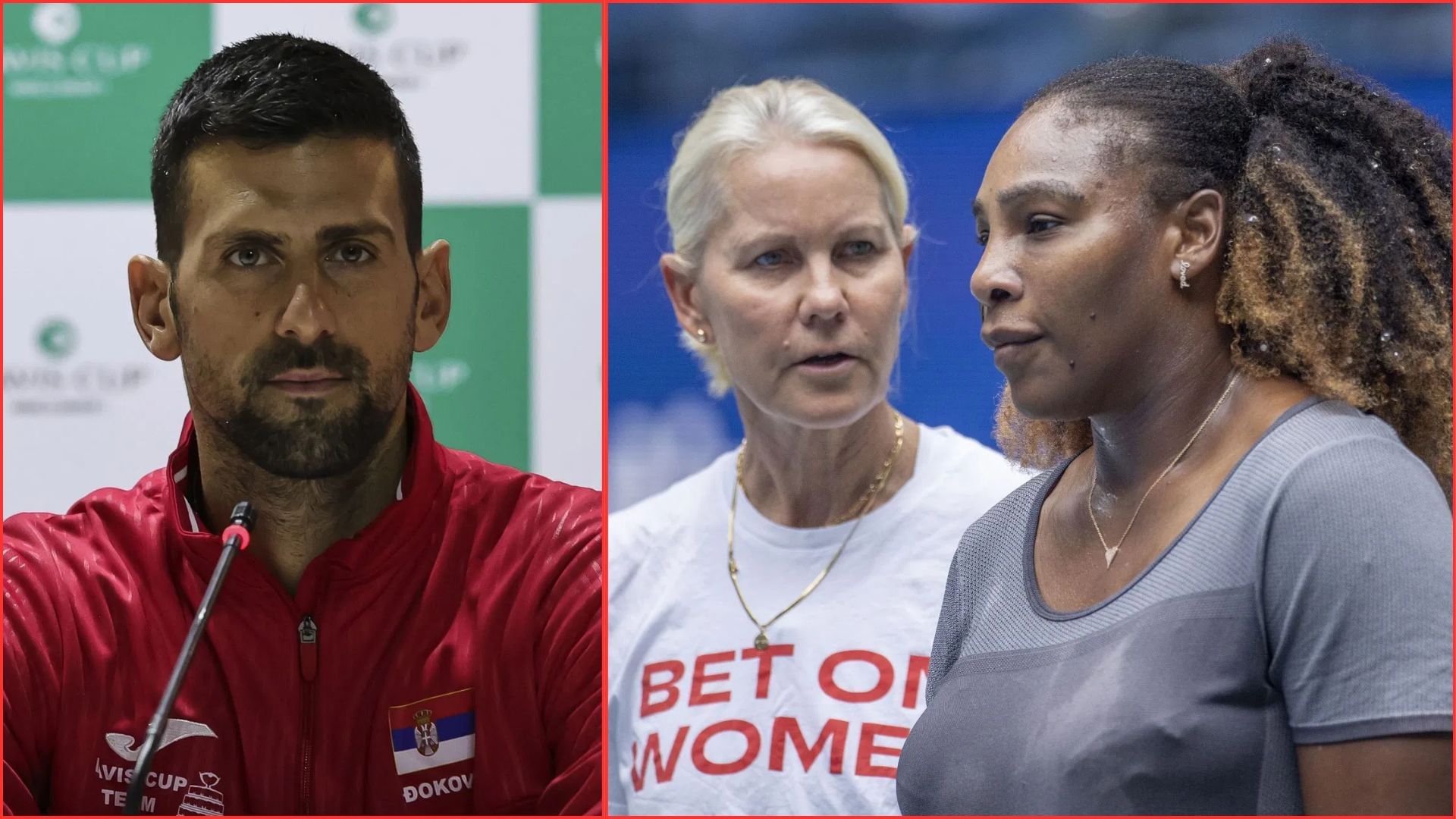 Novak Djokovic (L) Serena Williams and Rennae Stubbs (R) | Getty