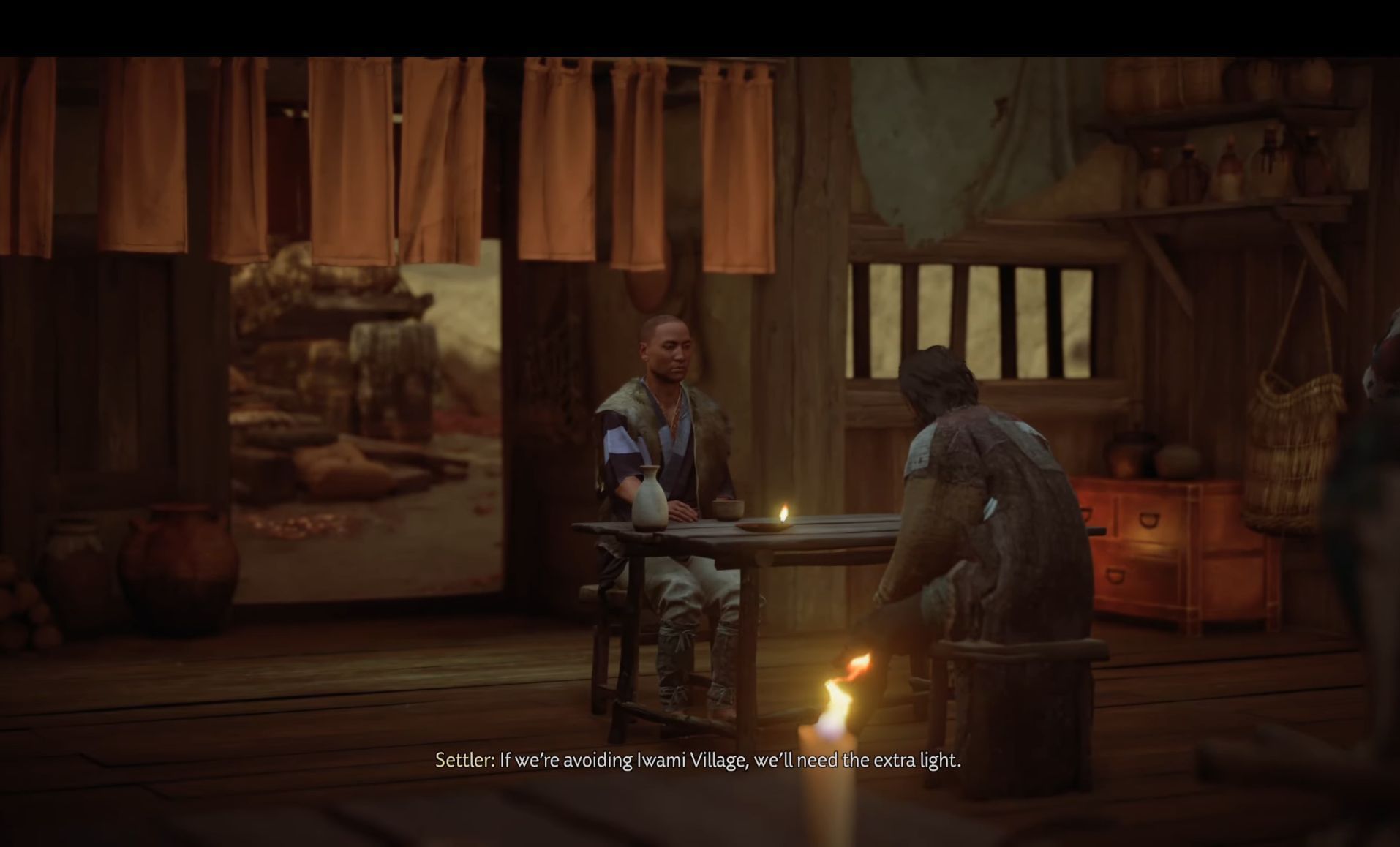 A Mad Pursuit quest walkthrough: Eavesdropping reveals unrest in Iwami Village (Image via Sucker Punch || Gamerack on YouTube)