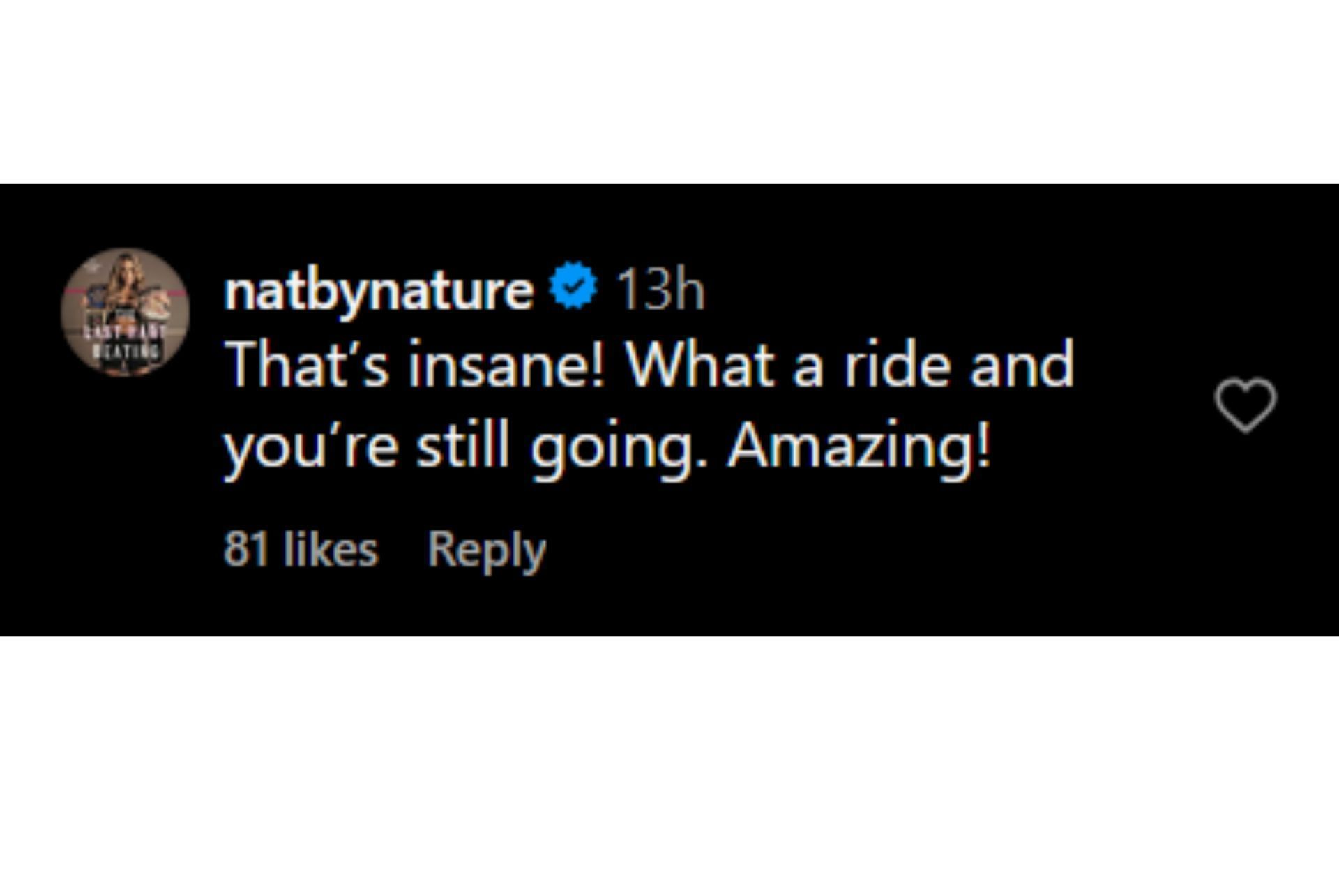 Nataya&#039;s comment on Jericho&#039;s Instagram post about his first-ever match