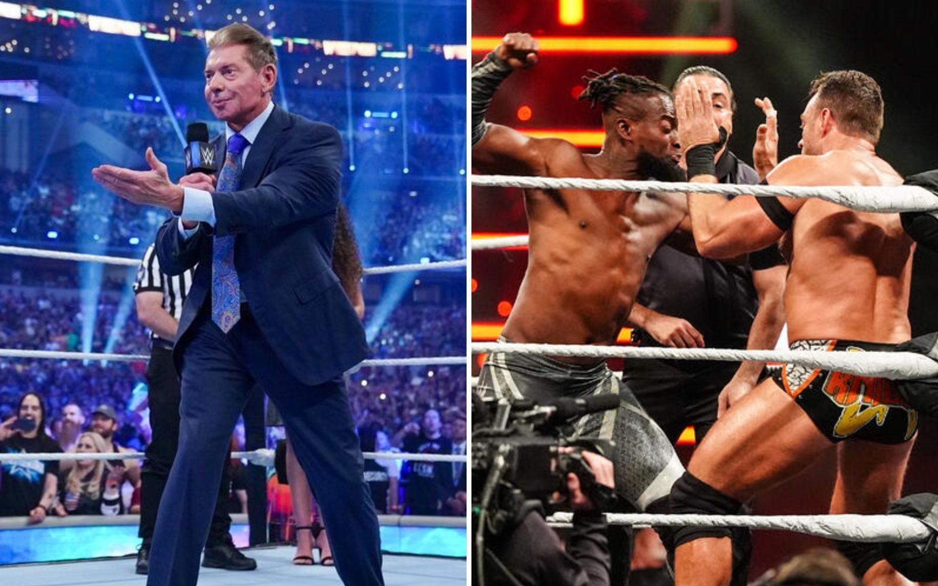Vince McMahon (left); Kofi Kingston &amp; LA Knight (right) (Pictures Courtesy: WWE.com)
