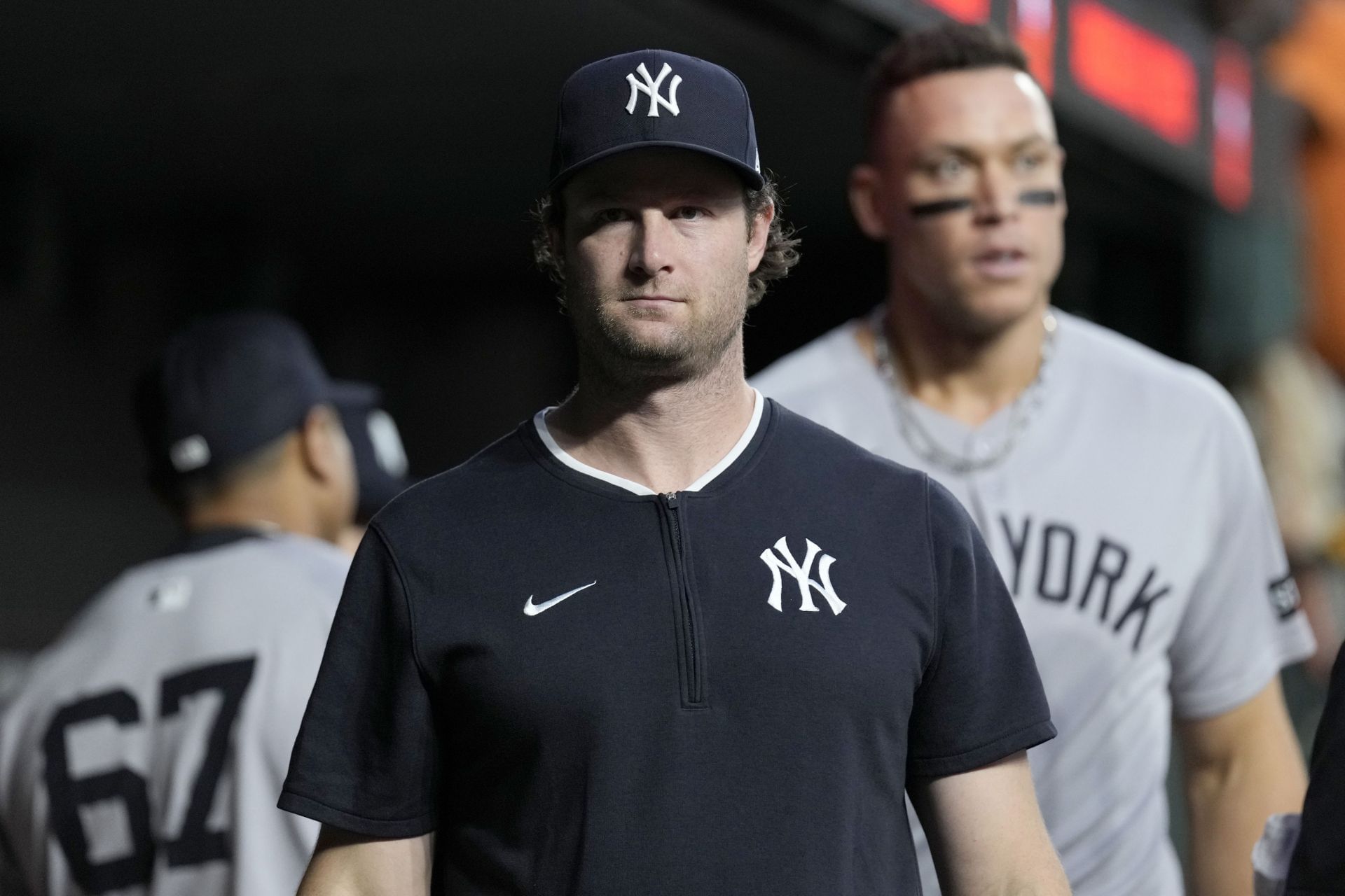 Gerrit Cole in the dugout - Source: Getty