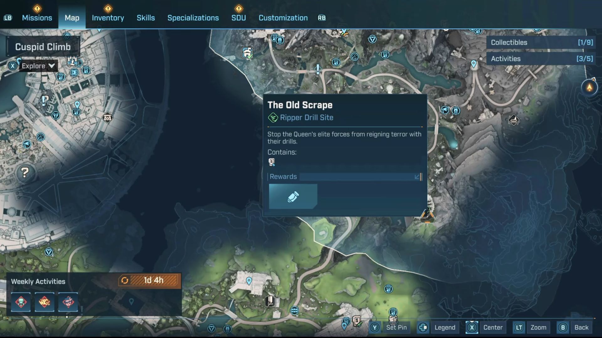 Location of Ripper Drill Site The Old Scrape in Cuspid Climb (Image via Youtube/@sofasupastargaming)