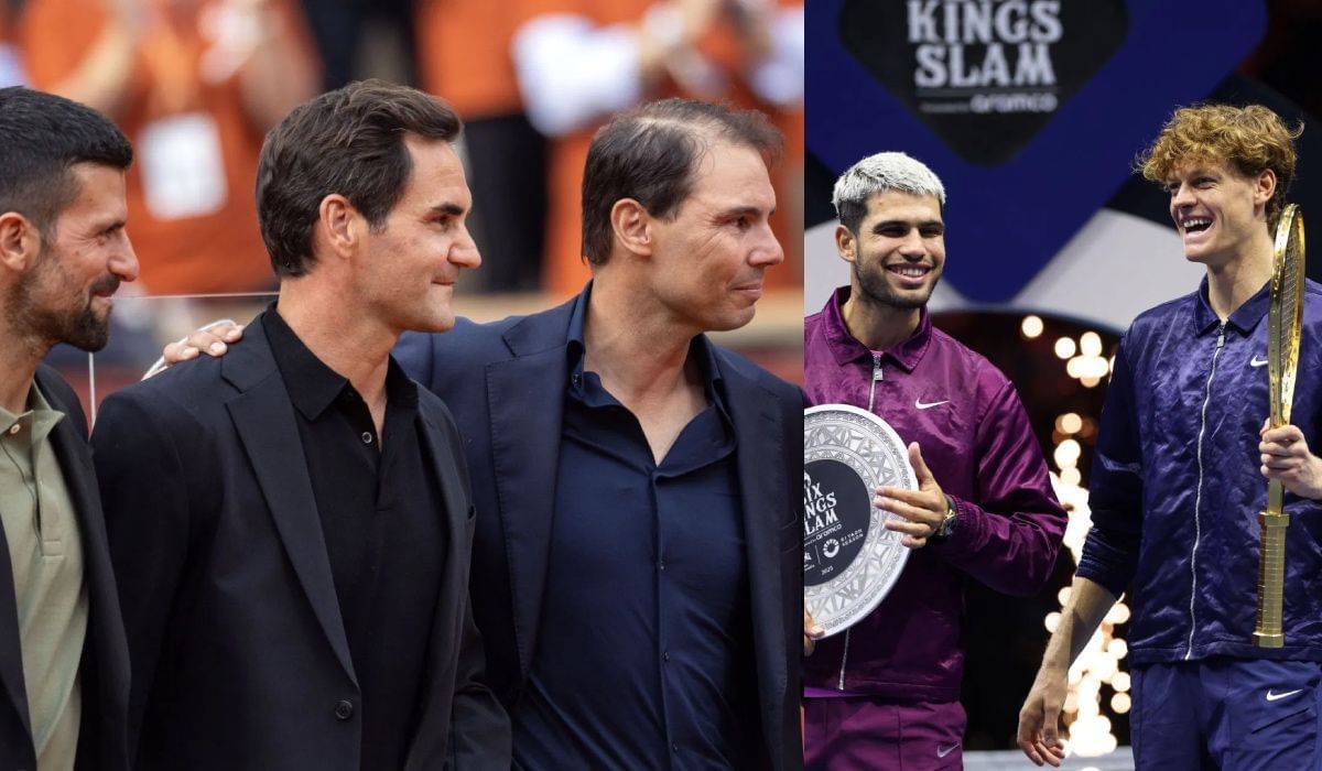 Roger Federer, Rafael Nadal, Novak Djokovic, Jannik Sinner, and Carlos Alcaraz - Source: Getty