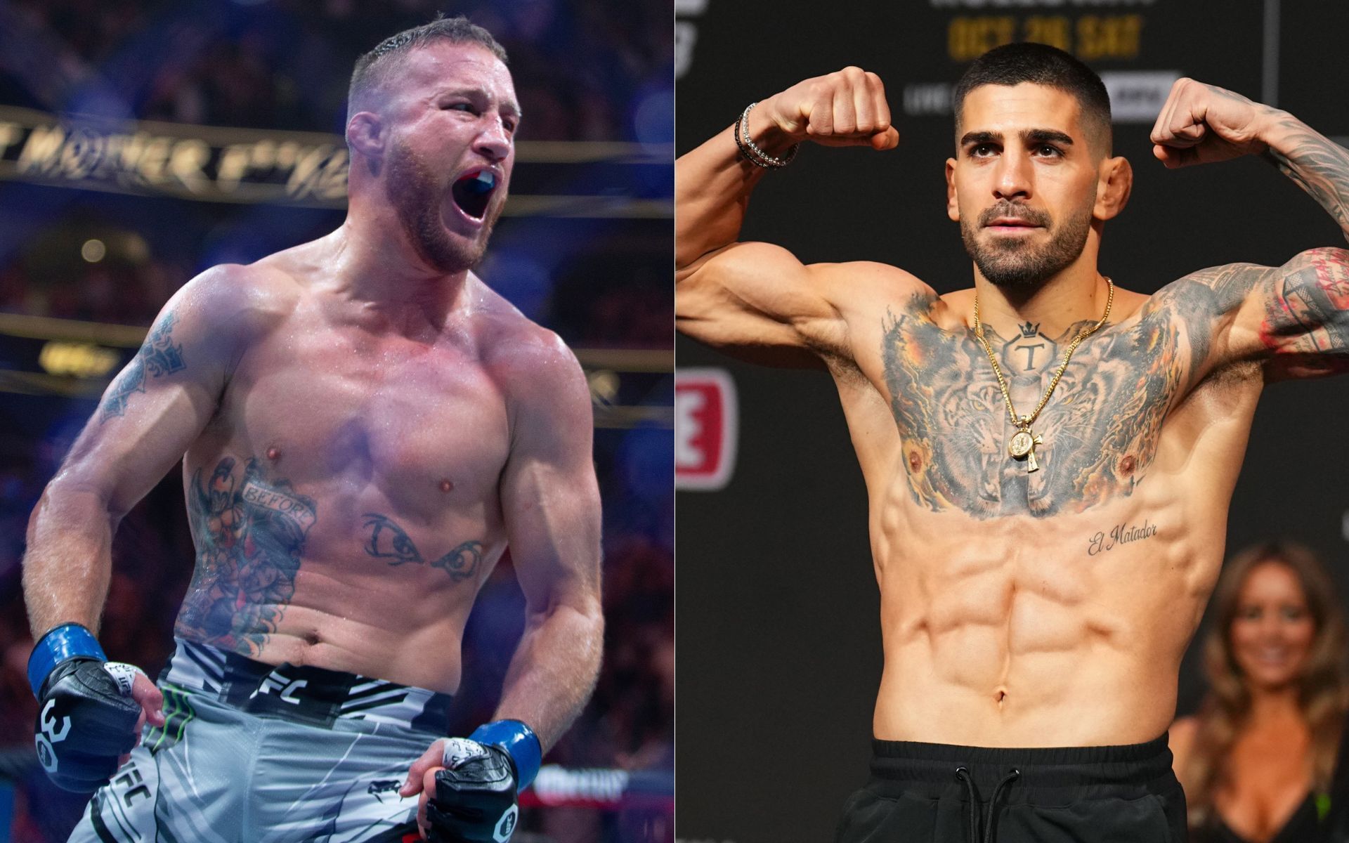 Justin Gaethje (left) and Ilia Topuria (right) are two of the best strikers at lightweight. [Images courtesy: Getty Images]