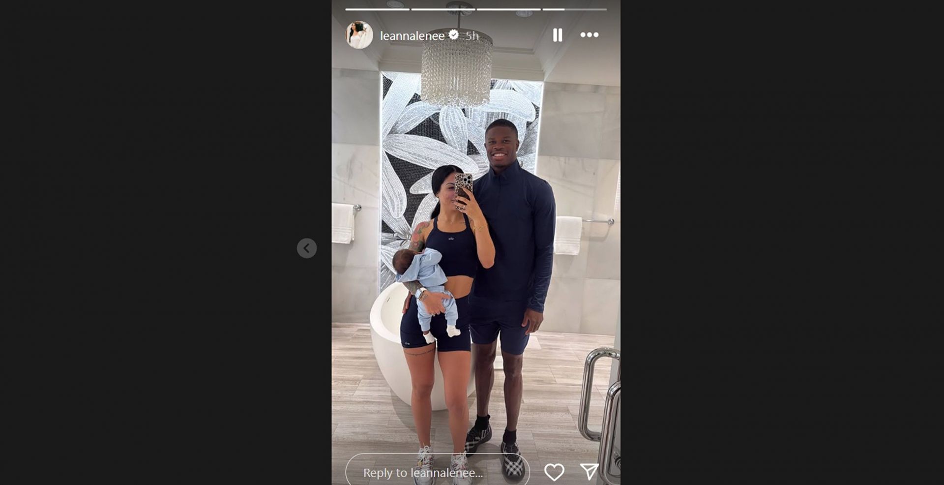 Travis Hunter&rsquo;s wife Leanna&#039;s IG story/@leannalenee