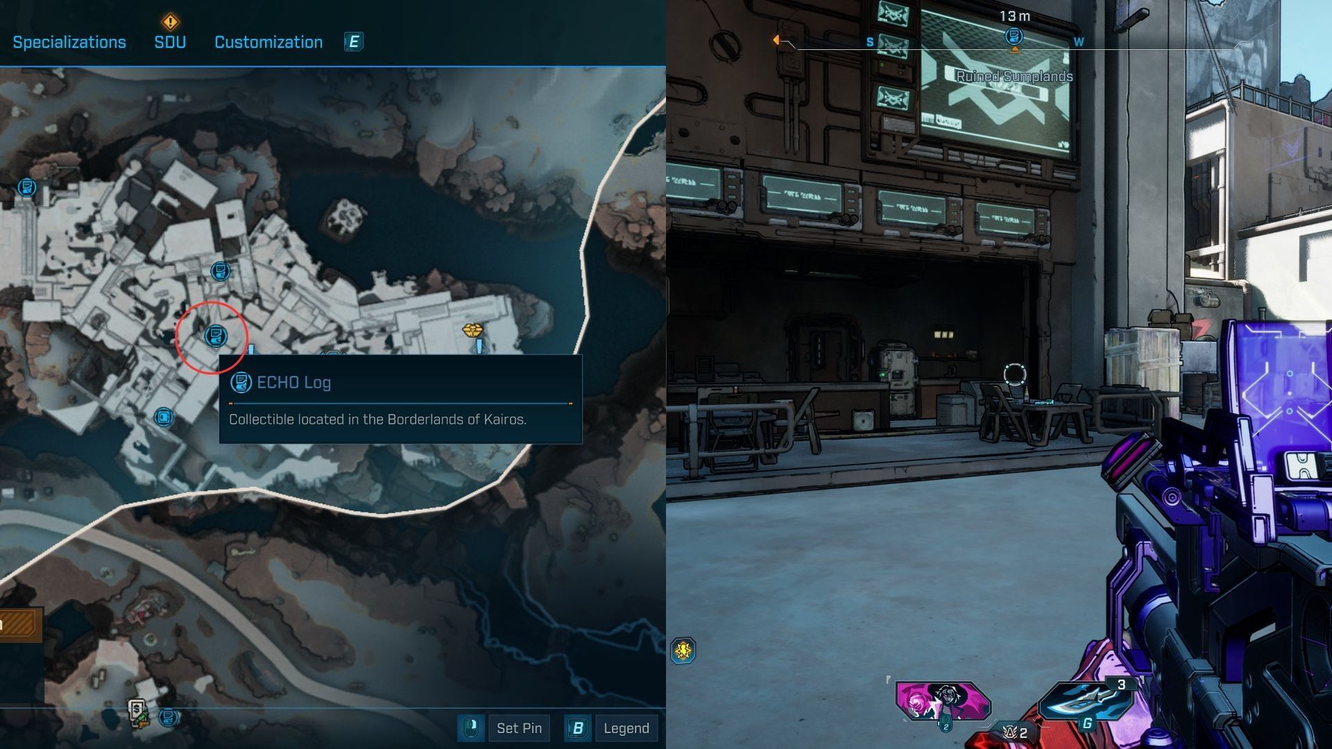 Ruined Sumplands ECHO Log #3 location in Borderlands 4 (Image via 2K)