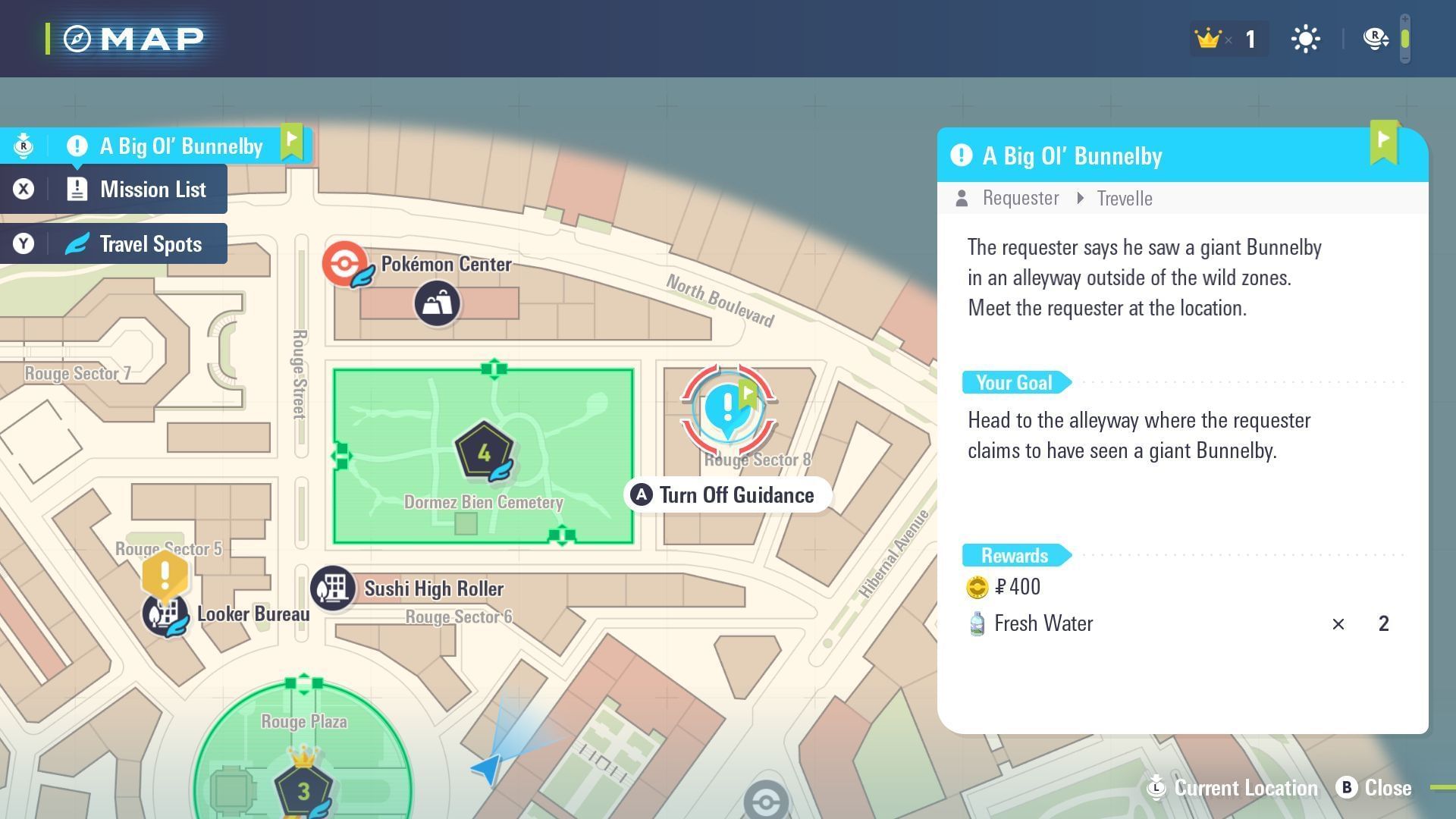 Where to find the A Big Ol&rsquo; Bunnelby side quest location (Image via The Pokemon Company)