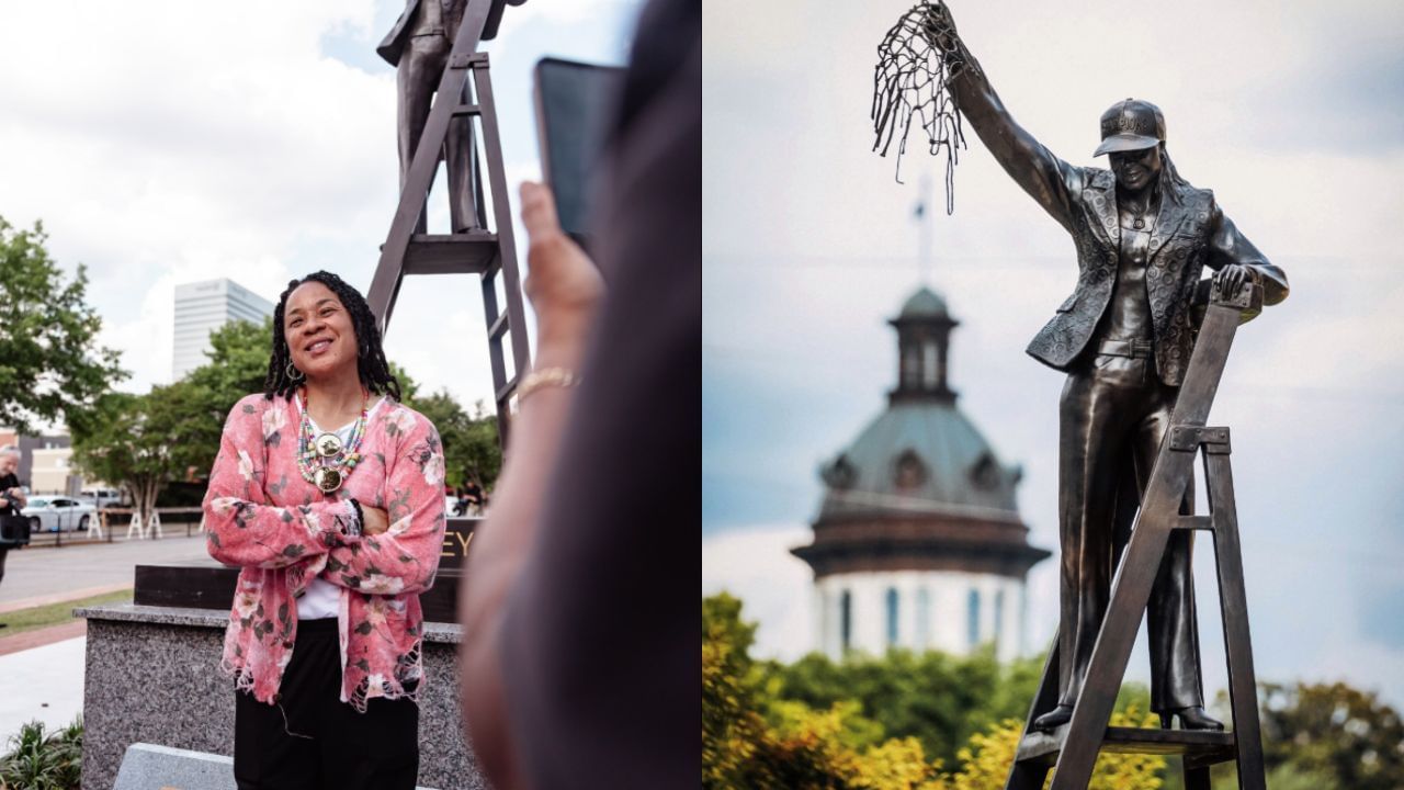 Fans Spiral as Gamecocks X Cracks Wild Joke on Louvre Theft Citing Dawn Staley Statue. [photo: @GamecockWBB/X]