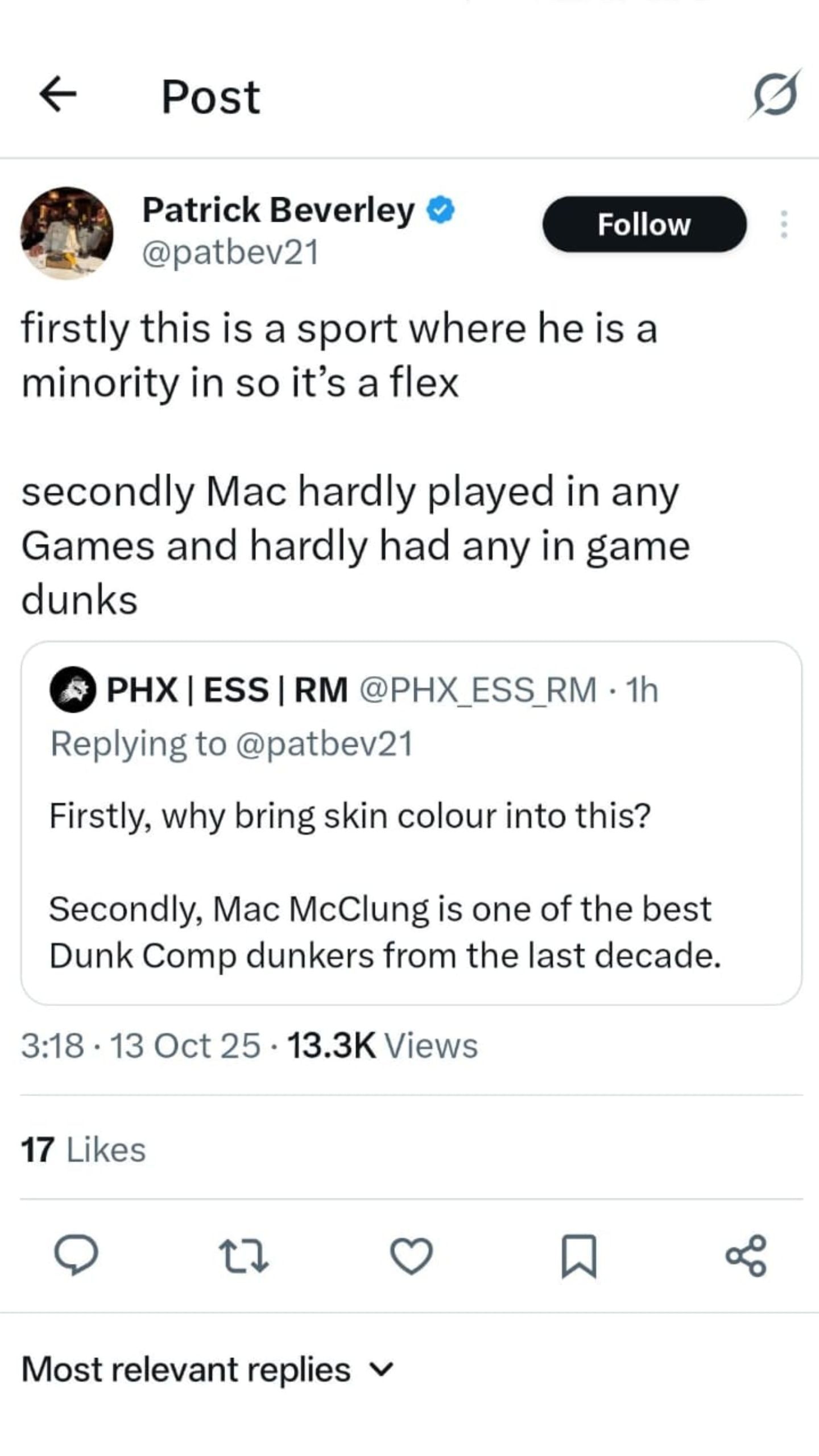 Patrick Beverley responds to a fan about his point on Johnny Furphy. 